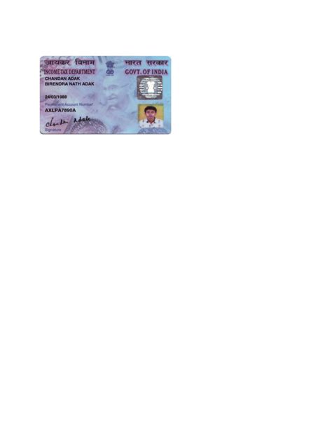 Image result for Pan Card Example