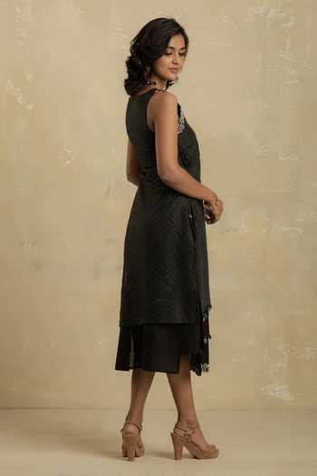Buy Black Cotton Round Layered Dress For Women by Charkhee Online at ...