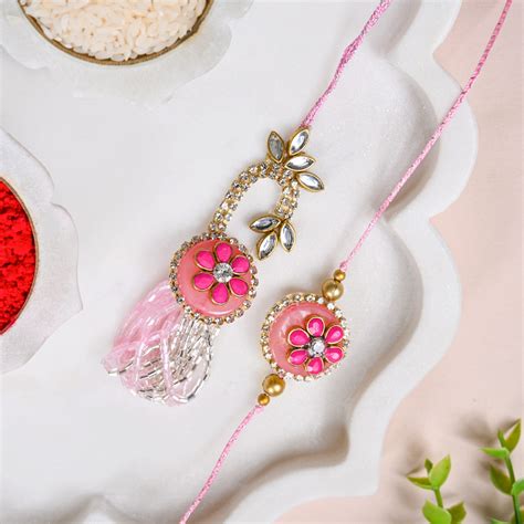 Pink Blush Rakhi Lumba Set Online - Premium Gift Hamper | Nestasia