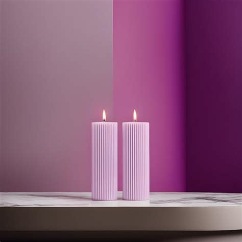 atorakushon Soy Wax Lavender Ribbed Pillar Candles Set of 2 Scented ...