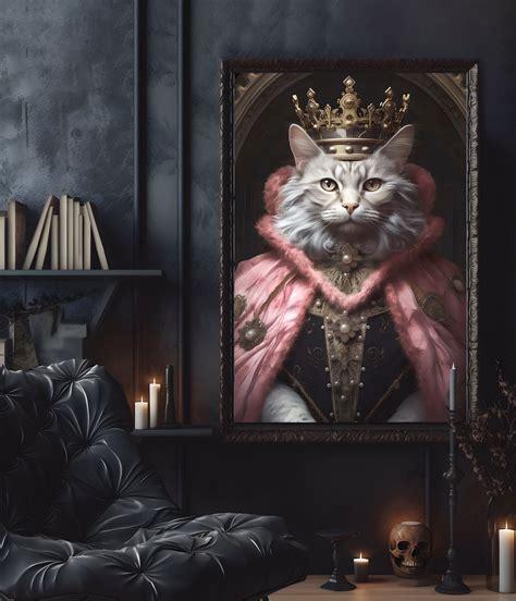 The Regal Portrait Of The Cat King Poster, Vintage Gothic Aesthetic ...