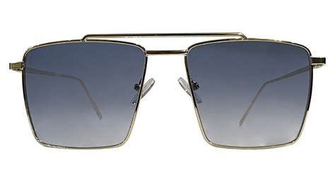 Full Rim Golden Blue Square Sunglasses - Bombay Optical