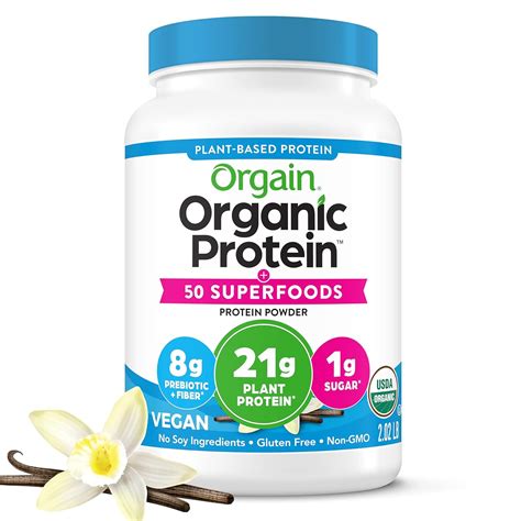 Orgain Organic Protein + Superfoods Powder, Vanilla Bean - 21g of ...