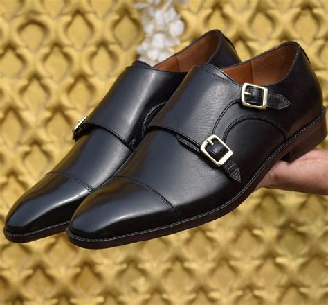 Grant Black Double Monk Handmade Shoes – SeeandWear