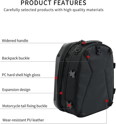 Buy WOSAWE Motorcycle Tail Bag Waterproof Hard Shell Expandable Tool ...