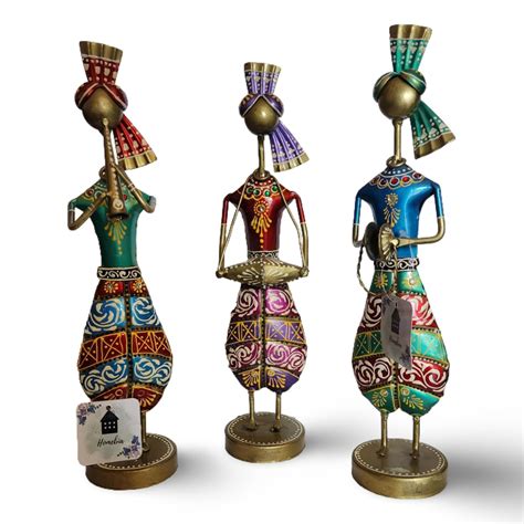 Buy Homebia 9.5 inch Handmade Set of 3 Jodhpur Metal Handicraft Statues ...