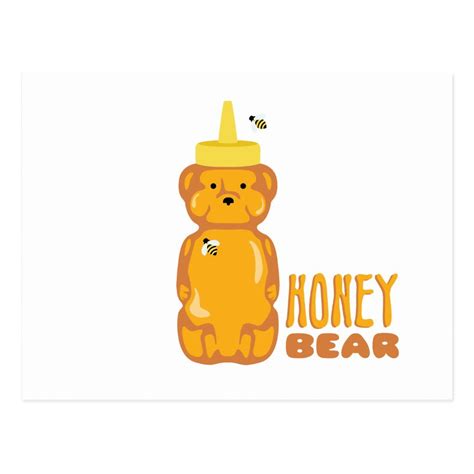 Honey Bear Postcard | Zazzle | Honey bear, Bottle drawing, Bear ...
