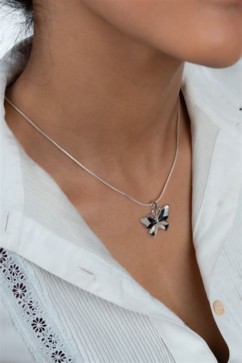 Classic Black And White Silver MOP Butterfly Pendant | Totapari Jewellery
