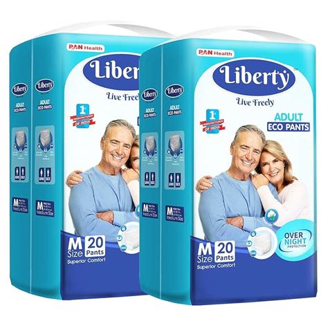 Liberty Eco Adult Diaper Pants Unisex, Medium 2x20 Pcs, Waist Size (61 ...