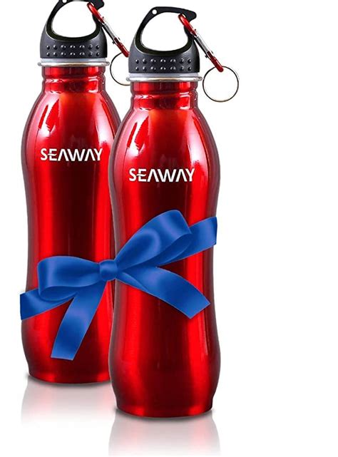 SEAWAY SW WB75W(2) Stainless Steel Water Bottle, 750ml, Set of 2, White ...