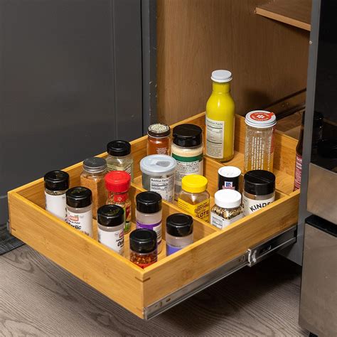 Buy Pull Out Cabinet Drawer Organizer, Sliding Bamboo Wood Storage Rack ...