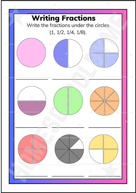 Fractions to Colour In: 1/2, 1/4 and 1/8 Year 1 and 2 Maths Worksheets ...