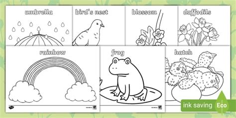 Spring Picture and Word Colouring Sheets | Twinkl - Twinkl