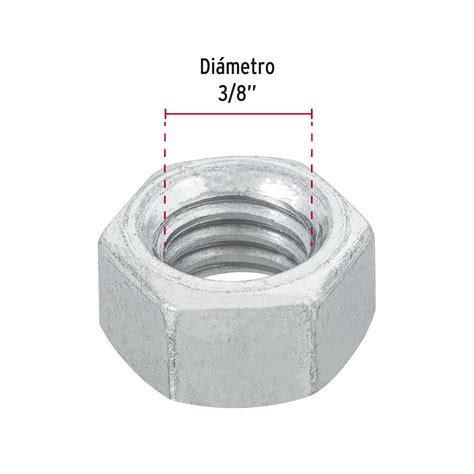 Ficha Tecnica Blíster con 12 tuercas 3/8" hex de acero galvanizado, Fiero