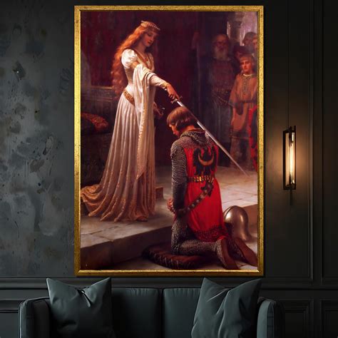 The Accolade Canvas Painting Gift Edmund Blair Leighton's Majestic ...