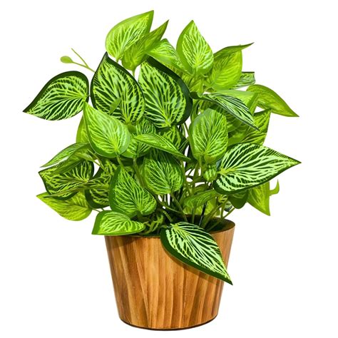 Buy fancymart Artificial Plant Leaves in Wooden Pot Perfect Potted ...