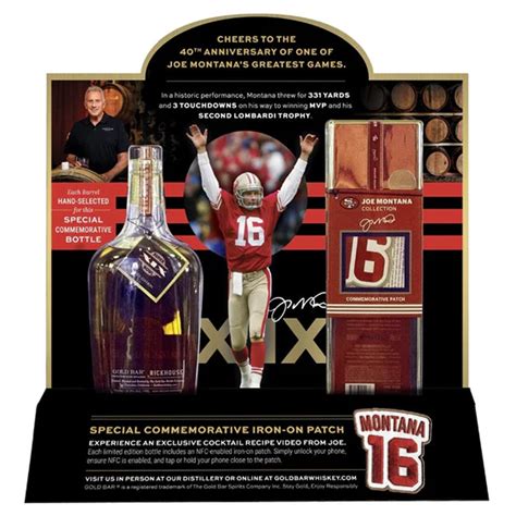 49ers Gold Bar Whiskey Joe Montana Super Bowl XIX 40th Anniversary Set ...