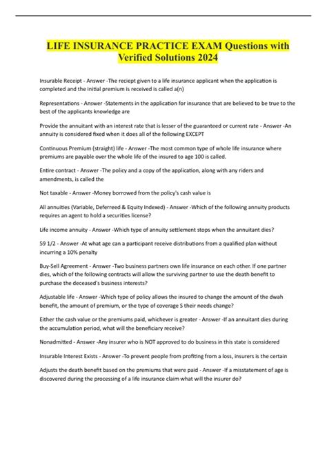 Life Insurance Practice Exam 的图像结果