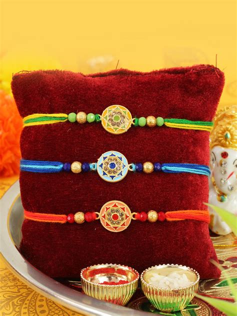 Buy | Rakhi for Brother Set of 3 Rakhi with Roli Chawal Tika and Rakhi ...