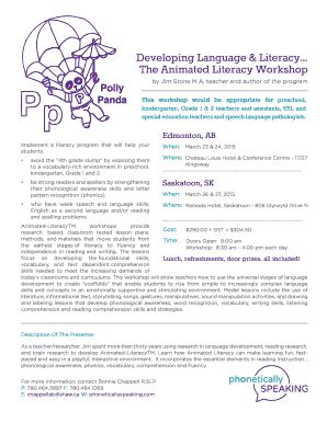 Fillable Online Developing Language & Literacy The Animated Literacy ...