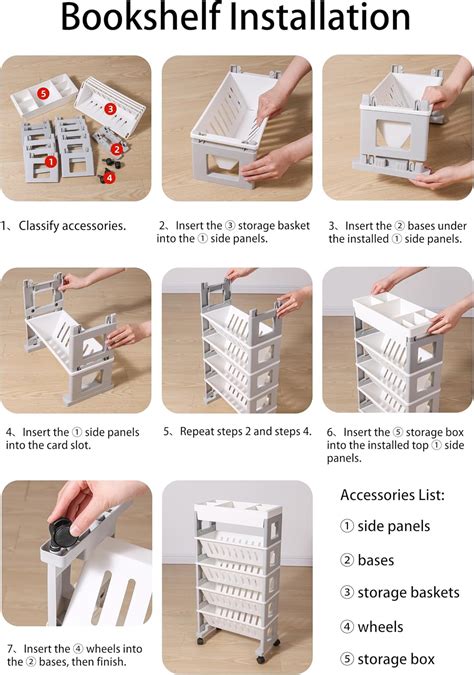 Euedue 5 Tier Book Rack Storage Bookshelf, Mobile Bookshelf India | Ubuy