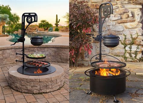 This Ultimate Fire Pit Has Tiered BBQ Grates and A Kettle Winch ...