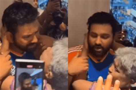 Rohit Sharma's mother showers him with kisses, Hitman seems ...