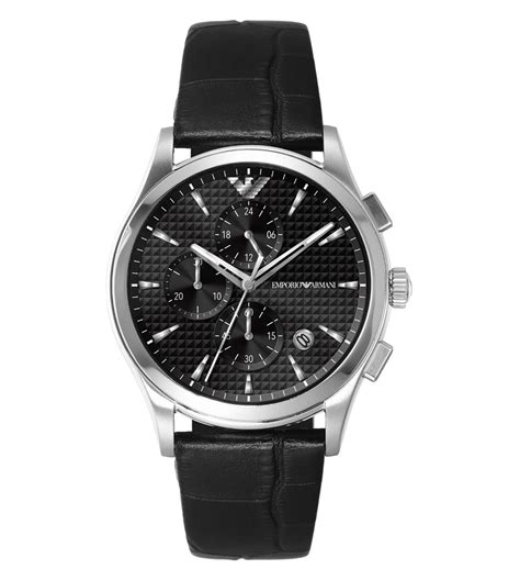 AR11530 Emporio Armani | Black Dial Leather Strap Chrono Watch (Men ...