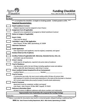 American Credit Acceptance Funding Checklist - Fill Online, Printable ...