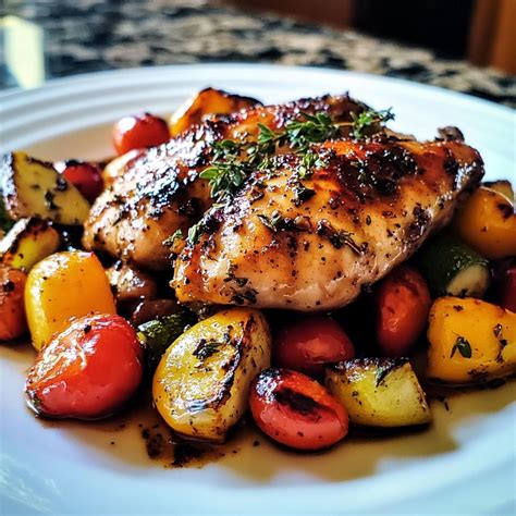 Balsamic Glazed Chicken with Roasted Veggies