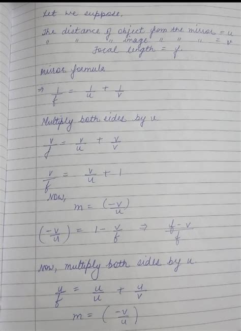 Derive the formula of linear magnification produced by spherical ...