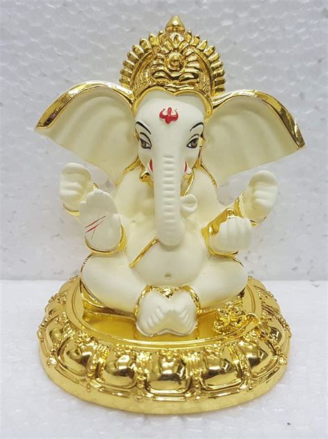Buy Gold Art India Ceramic Lord Ganesh Idol, (8x7x7cm), Gold Online at ...