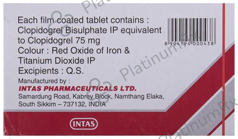 Clavix 75mg Tablet 15s: View Uses, Side Effects, Price and Substitute ...