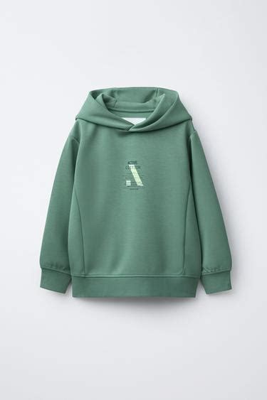SPORTY LOGO HOODIE - Sea green | ZARA India