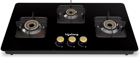 Lifelong 3 Burner Hob Top Battery Operated | Gas Stove with Automatic ...