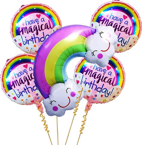 GRAND SHOP Magical Birthday Rainbow Foil Balloons Set of 5 Pcs ...
