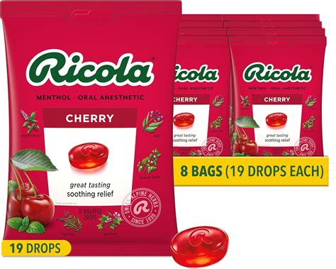 Amazon.com : Ricola Cherry Throat Drops, 19 Count (Pack of 8) Daily ...