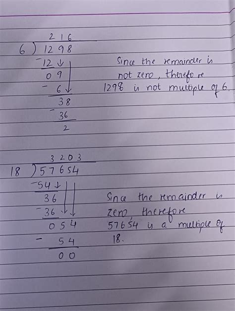 3. Show that 1298 is not a multiple of 6. 4. Show that 57654 is a ...
