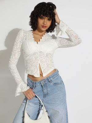 Buy SHOWOFF Women Floral White Fitted Top (XS) Online