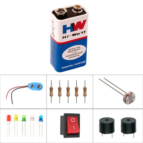 Hi-Watt 9V Battery With 5V Buzzer, Snap Connector, Switch, 1K Ohm Resi ...