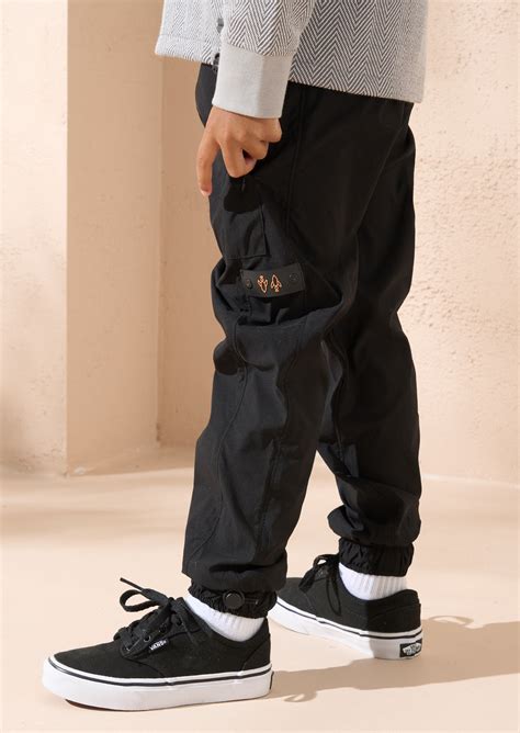 Angel & Rocket Boys Self Textured Black Joggers