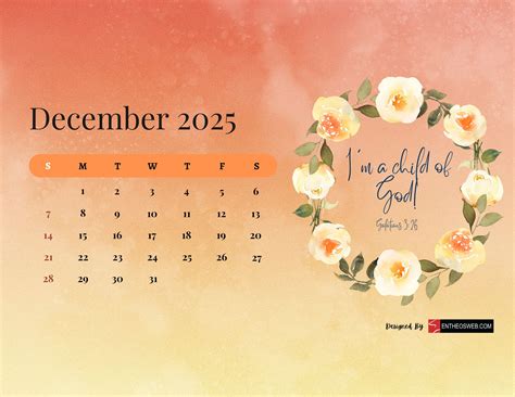 Free 2025 Christian Calendar Printable with Bible Verses | EntheosWeb