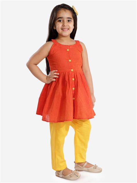Red Handloom Kurta & Pant Set Girls | VASTRAMAY – vastramay