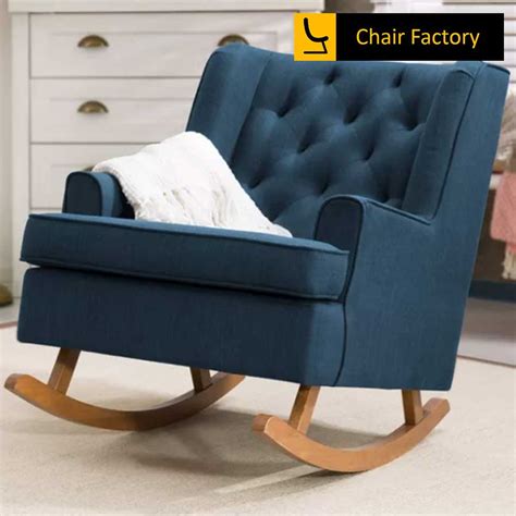 TRIBULANT LC2 Blue Upholstered Black Rocking Chair | Chair Factory
