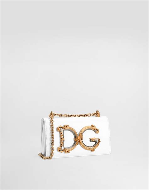 Calfskin DG Girls phone bag in White for Women | Dolce&Gabbana®
