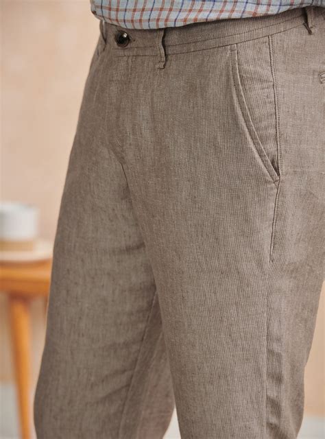 Buy Bronze Linen Trouser | Casual Khaki Linen Pants for Men Online ...