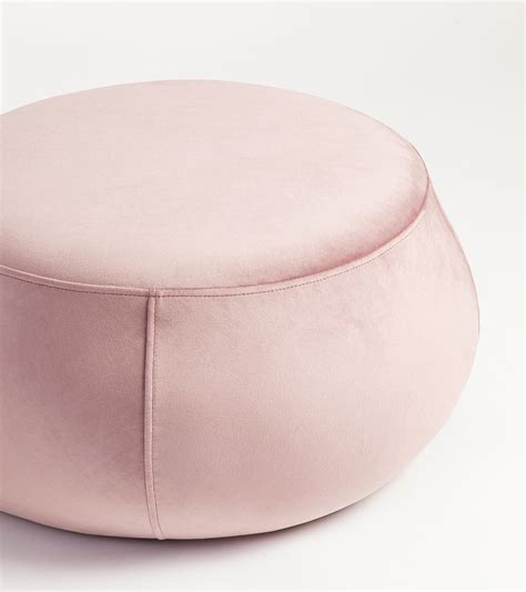 Fabric Upholstery & Wooden Pouffe