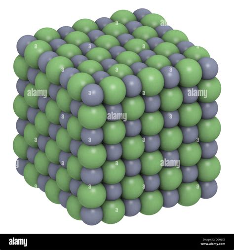 Sodium chloride (NaCl, table salt), crystal structure. Atoms are ...