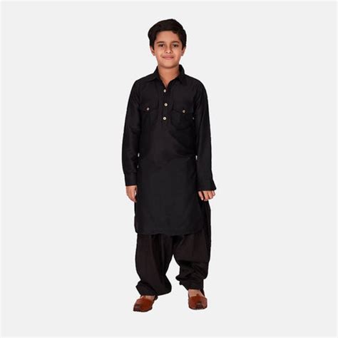 Pathani Kurta Pajama Set, Black – folkcultureclothing