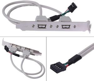 LipiWorld 2 Port USB 2.0 Cable Adapter Converter Motherboard Rear Panel ...